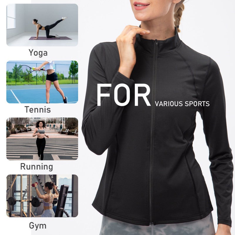 Full Length Jacket: Burgundy Small, Lightweight Soft Polyester Spandex Fabric, Slim Fit Waist-shaping, Breathable Quick-dry Stretchy, 4 Pockets Turtleneck - Functional Patchwork Design Active Sporty J - Image 3