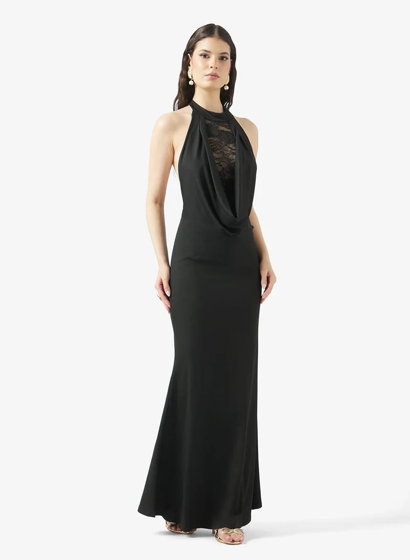 Ginger Halter Neck Lace Detail Dress