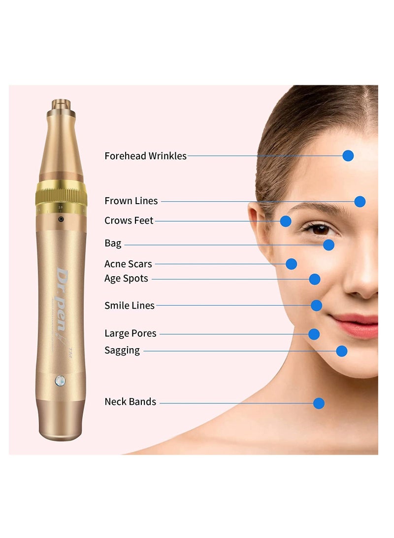 Dr pen m5 Ultima Derma Pen Auto Microneedle System Gold +6PC white 12pin needle - Image 3