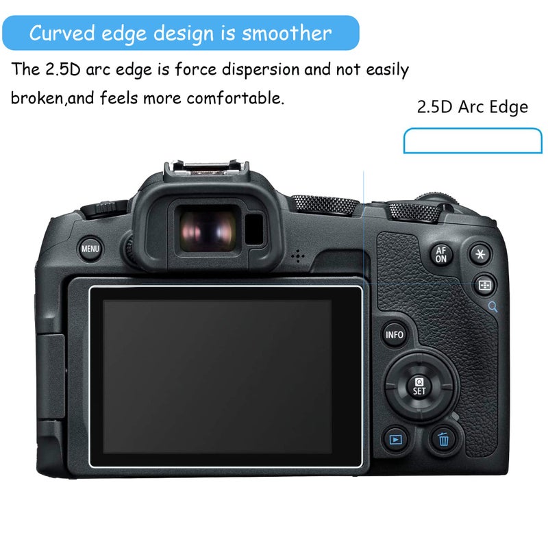PCTC EOS R8 R50 Screen Protector for Canon EOS R8 R50, [3+1Pack] 0.3mm 9H Hardness EOS R8 Tempered Glass Screen Cover - Image 5