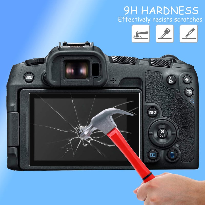 PCTC EOS R8 R50 Screen Protector for Canon EOS R8 R50, [3+1Pack] 0.3mm 9H Hardness EOS R8 Tempered Glass Screen Cover - Image 2