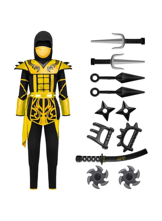 Spooktacular Creations Spooktacular Creations Gold Ninja Costume for Boys, Child Golden Ninja Costume with Accessories for Kids Themed Parties, Halloween Dress Up Parties, M  - Image 3