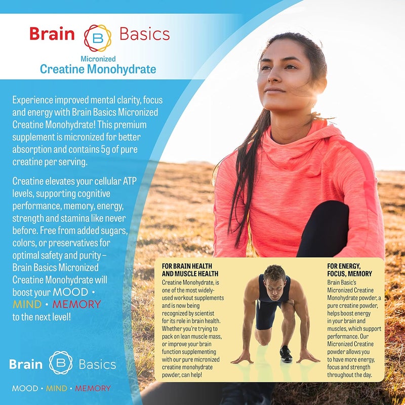 Brain-Bean 500mg Unflavored Micronized Creatine Monohydrate Powder Helps Boost Energy for Brain Health  NonGMO GlutenFree Creatine Powder Supports Muscle Health Made in USA - Image 4