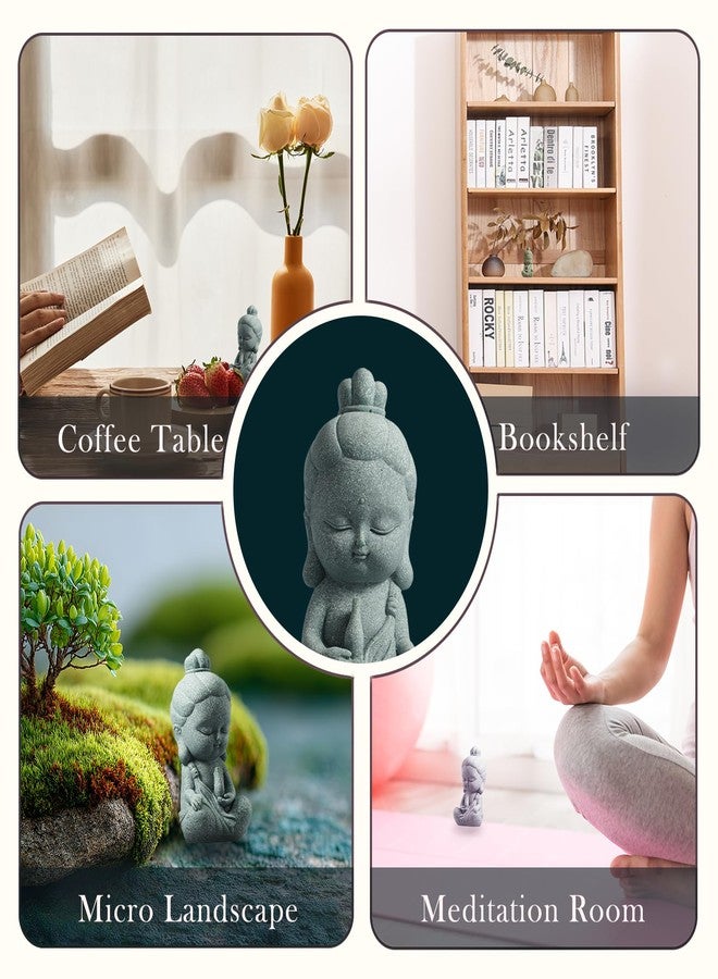 FENGSHUI-CAISHEN تمثال FENGSHUI-CAISHEN صغير Guan Yin - حجر مصنوع يدويًا للتأمل ديكور حوض أسماك زن لسطح المكتب، تمثال صغير Quan Yin، Kwan Yin - Image 4