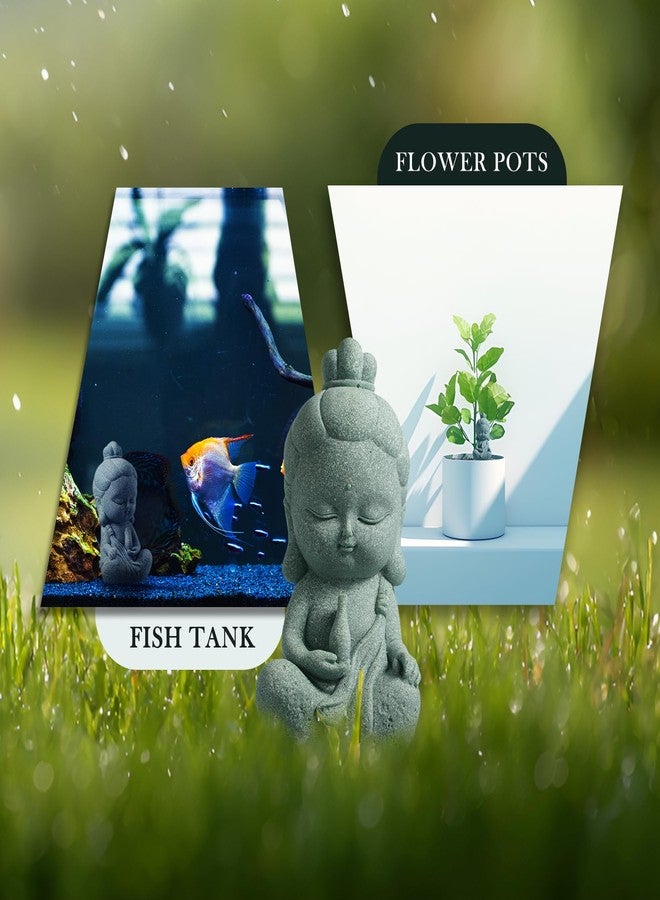 FENGSHUI-CAISHEN تمثال FENGSHUI-CAISHEN صغير Guan Yin - حجر مصنوع يدويًا للتأمل ديكور حوض أسماك زن لسطح المكتب، تمثال صغير Quan Yin، Kwan Yin - Image 3