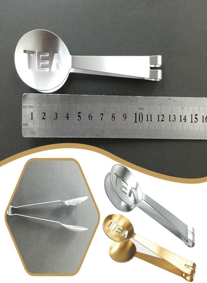 Qintreesify Tea Bag Squeezer Tongs,Tea Bag Squeezer,Tea Tongs,Stainless Steel Tea Tongs,Round Tea Filter Clamp,Tea Bag Strainer Clip Tea Bag Holder for Gripping Tea Strainer Spoon for Ice Sugar Cubes Bar (Gold) - Image 2