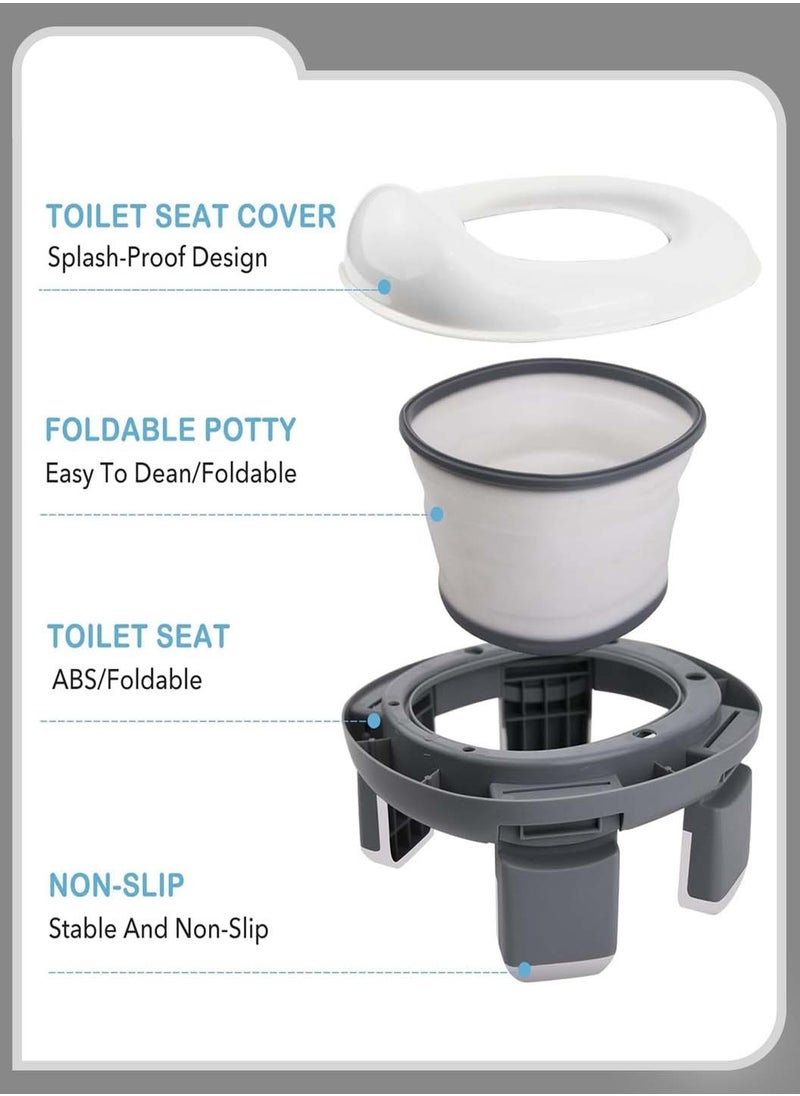 Kids Potty Training Seat with Cleaning Bag, Portable Foldable Mobile Toilet Seat, Non-Slip Outdoor Travel Toilet for Baby Girls Boys, Gray and White - pzsku/Z371C53FC3B63155B569CZ/45/_/1716965018/dacafd33-3e58-451e-b12a-eddb92ac8714