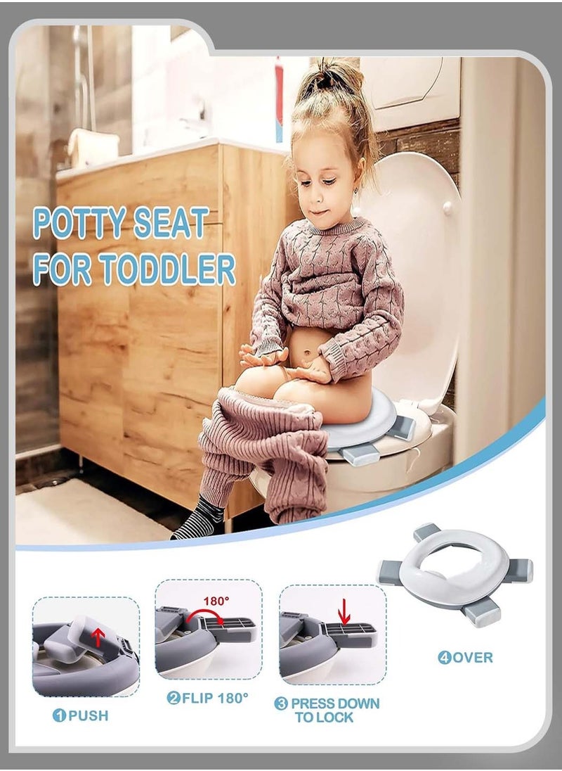 Kids Potty Training Seat with Cleaning Bag, Portable Foldable Mobile Toilet Seat, Non-Slip Outdoor Travel Toilet for Baby Girls Boys, Gray and White - pzsku/Z371C53FC3B63155B569CZ/45/_/1716965070/4cfeb723-e019-441d-a02b-4df0284a8717