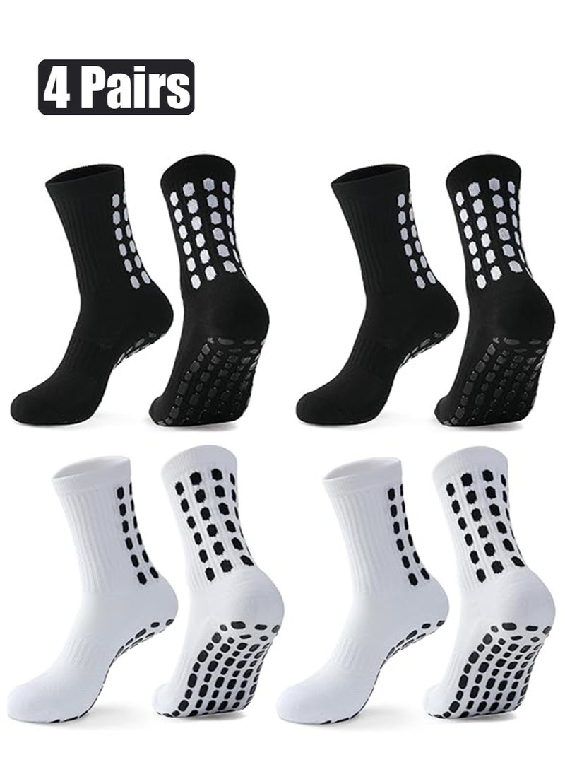 JoyousSto 4 Pairs Grip Soccer Socks  Non Slip Sports Football Basketball Hospital Yoga Socks for Men Women - Image 1
