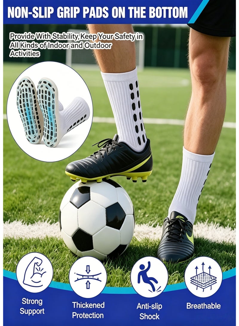 JoyousSto 4 Pairs Grip Soccer Socks  Non Slip Sports Football Basketball Hospital Yoga Socks for Men Women - Image 3