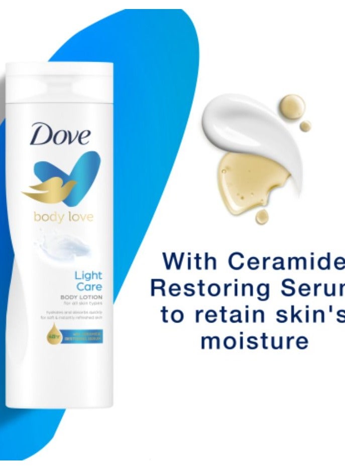 Dove Body Love Fast Absorbing Body Lotion Light Care For All Skin Types 400ml - Image 1
