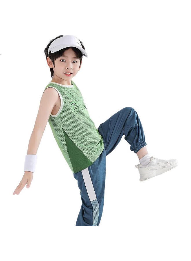 Yuzhaolin Boys' Mesh Tank Top, Breathable Children'S Vest, Lightweight Summer Style For Older Kids, 2-Pack, Sports Mesh Design - Image 2