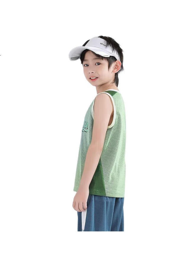 Yuzhaolin Boys' Mesh Tank Top, Breathable Children'S Vest, Lightweight Summer Style For Older Kids, 2-Pack, Sports Mesh Design - Image 1