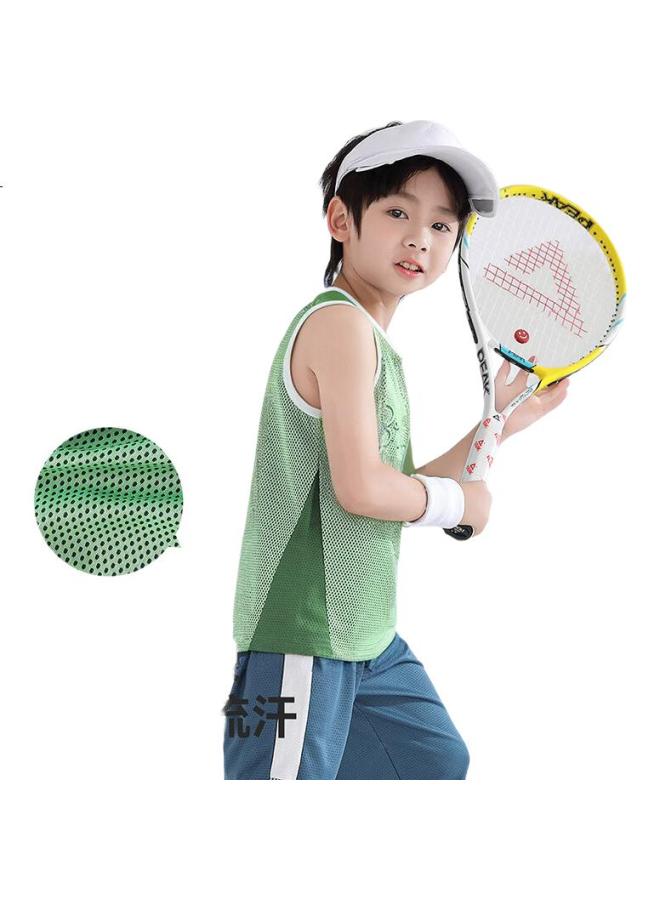 Yuzhaolin Boys' Mesh Tank Top, Breathable Children'S Vest, Lightweight Summer Style For Older Kids, 2-Pack, Sports Mesh Design - Image 3