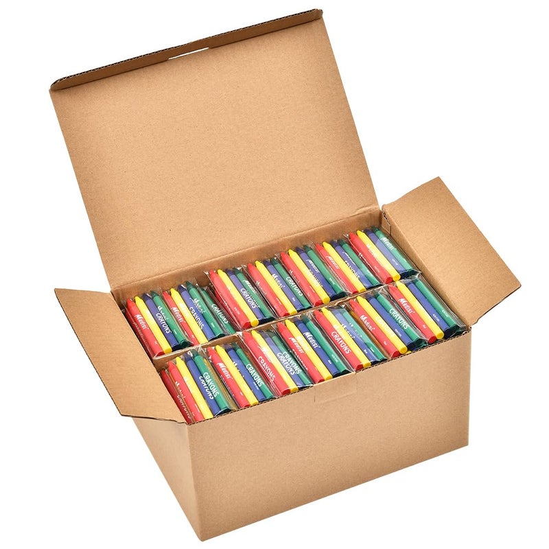 Madisi Crayons Bulk Pack, Regular Size, 4 Colors, cellophane 250 Packs, 1000 Count - Image 1