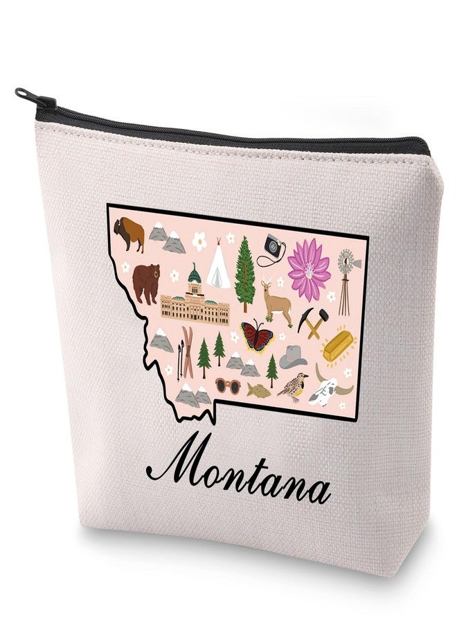BLUPARK Montana State Map Cosmetic Bag Montana Mom Gift Montana Travel Makeup Bag Montana Lover Gift (Montana) - Image 1