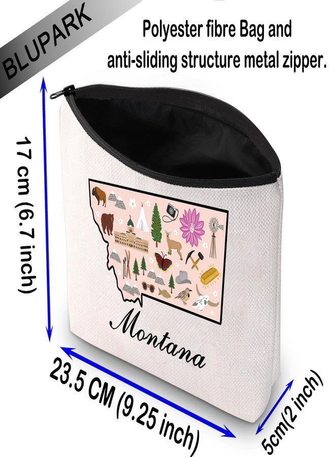 BLUPARK Montana State Map Cosmetic Bag Montana Mom Gift Montana Travel Makeup Bag Montana Lover Gift (Montana) - Image 2
