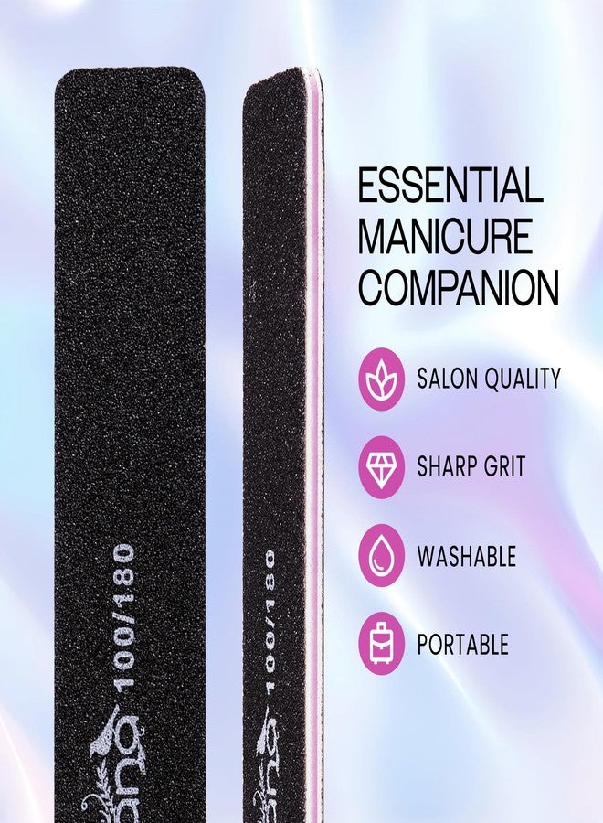 PANA Jumbo Double-Sided Emery Nail File for Manicure, Pedicure, Natural, and Acrylic Nails - Black (Grit 100/180) - 50 Piece Pack - Image 2