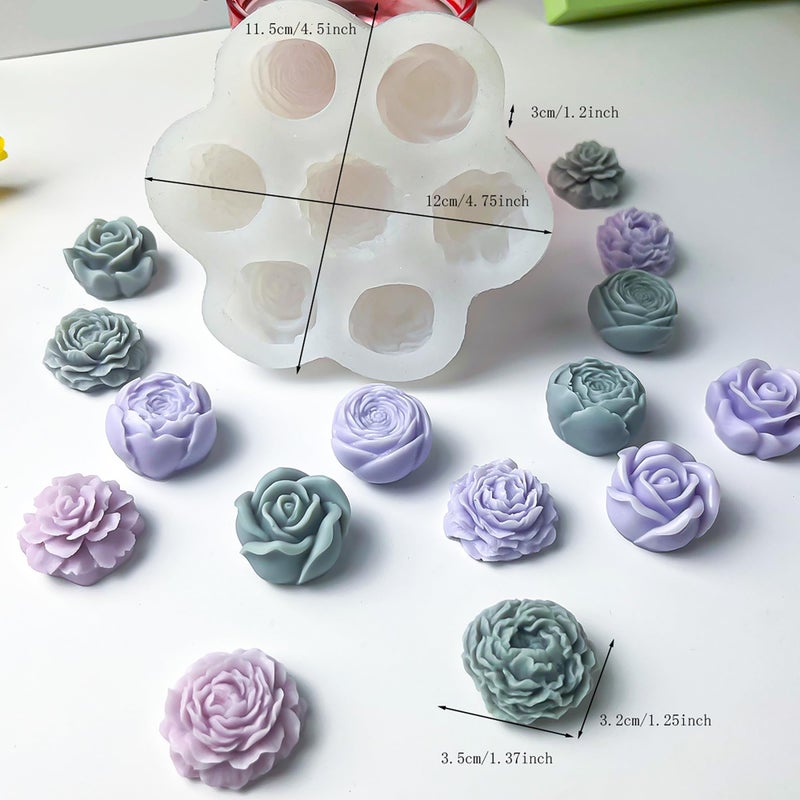 ESEDAGE 7 Cavities Flower Mold - Multiple Style - Soap & Candle Mold - Silicone 3D Molds for Candy & Home Decor - Resin Casting & Making Molds - Image 2