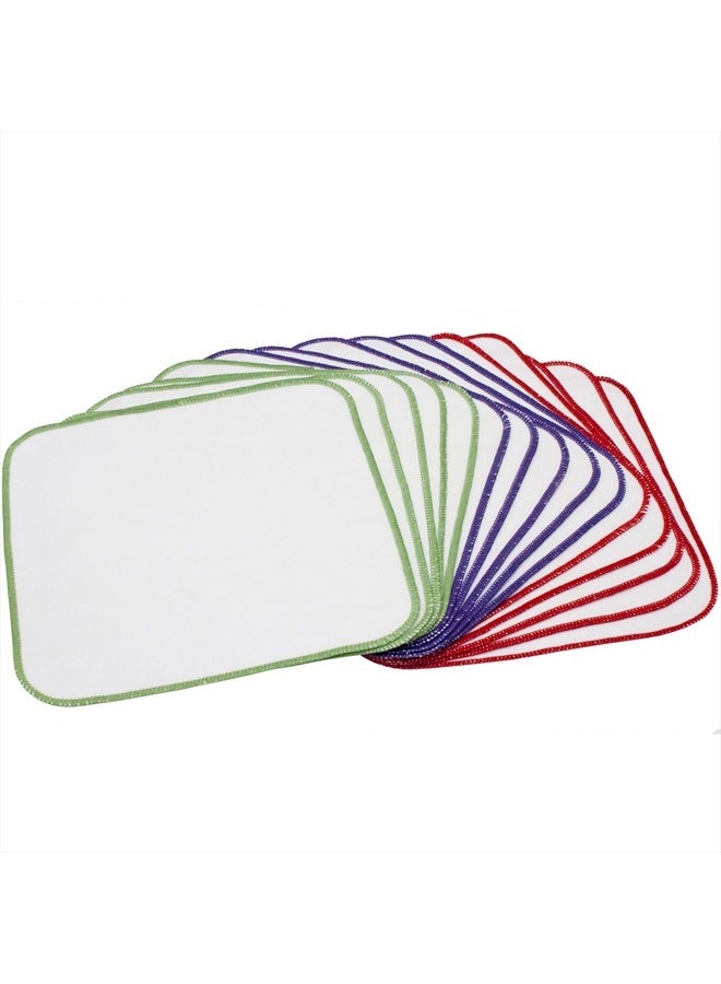 OsoCozy مناديل أطفال قماش فانيلا - قابلة لإعادة الاستخدام والغسل توفر المال - 100% قطن أبيض - ناعمة ومتينة - خياطة ملونة - 8 × 8 بوصات، 15 قطعة (عبوة من 1) - Image 1