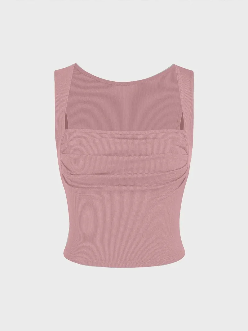 HICCUP Ruched Square-Neck Blouse