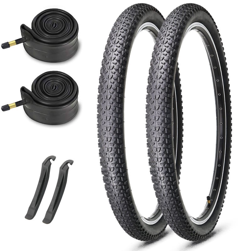 MOHEGIA 27.5-Inch Mountain Bike Tires Set: Mohegia 2-Pack 27.5X2.125 Inch Folding Replacement Bicycle Tires And Inner Tubes With Tire Levers Pair - Image 1