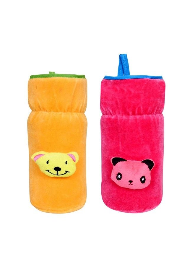 The Little Lookers Bottle Cover For Philips Avent Wide Neck Feeders Soft Plush Stretchable Baby Feeding Bottle Cover With Easy To Hold Strap (Yellow & Pink Wide Neck 240330Ml 811Oz)  - Image 2