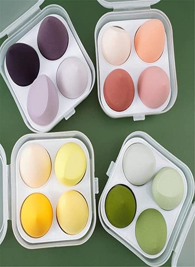 Gold Max Beauty Blender Sponge in A Storage Box,Makeup Cosmetic Puff Makeup Sponge With Storage Box Women Makeup Accessories (4 Pcs IN BOX, Multicolour) - Image 1