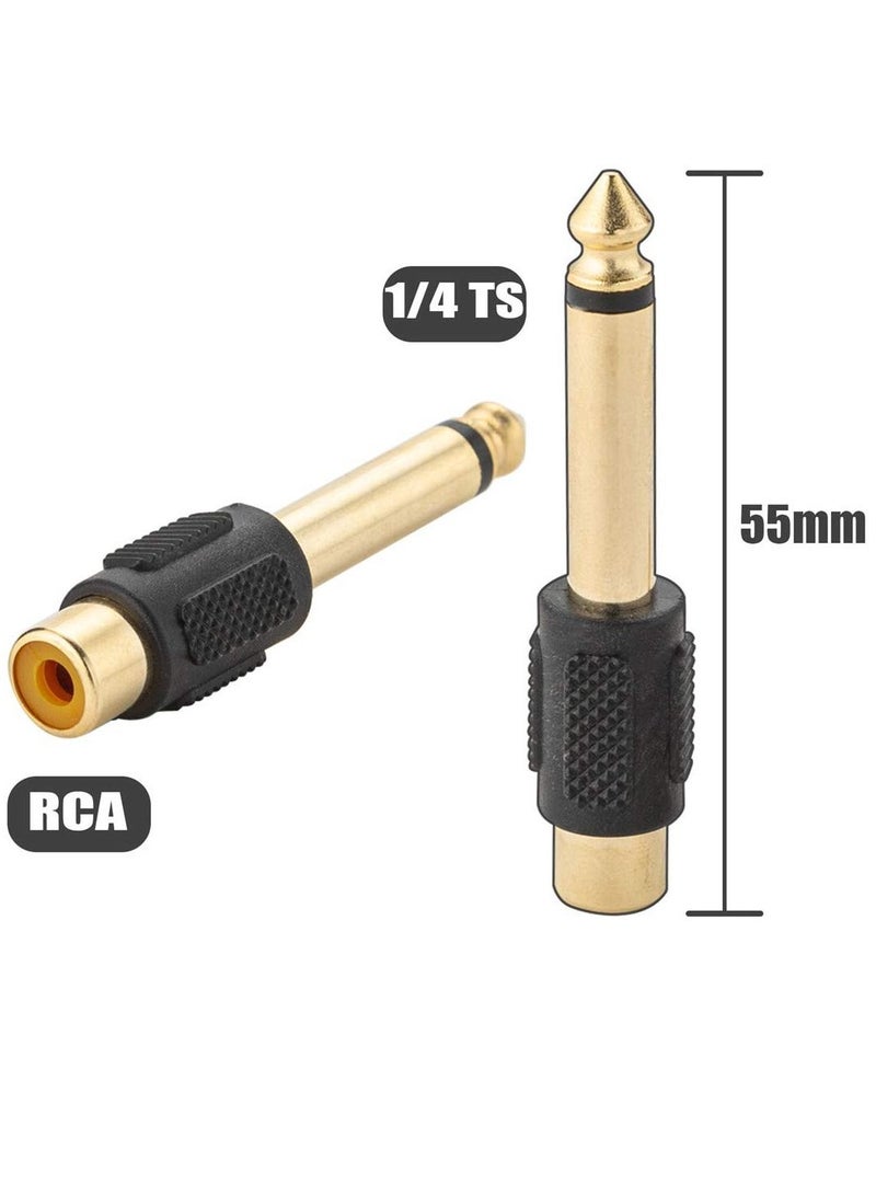 Y&D RCA to 1/4 Adapter, Female TS 6.35mm Mono Male Converter Audio Connector Plug Gold Plated RFAdapter for Mixer, Amp, Subwoofer (6 Pack)  - Image 4