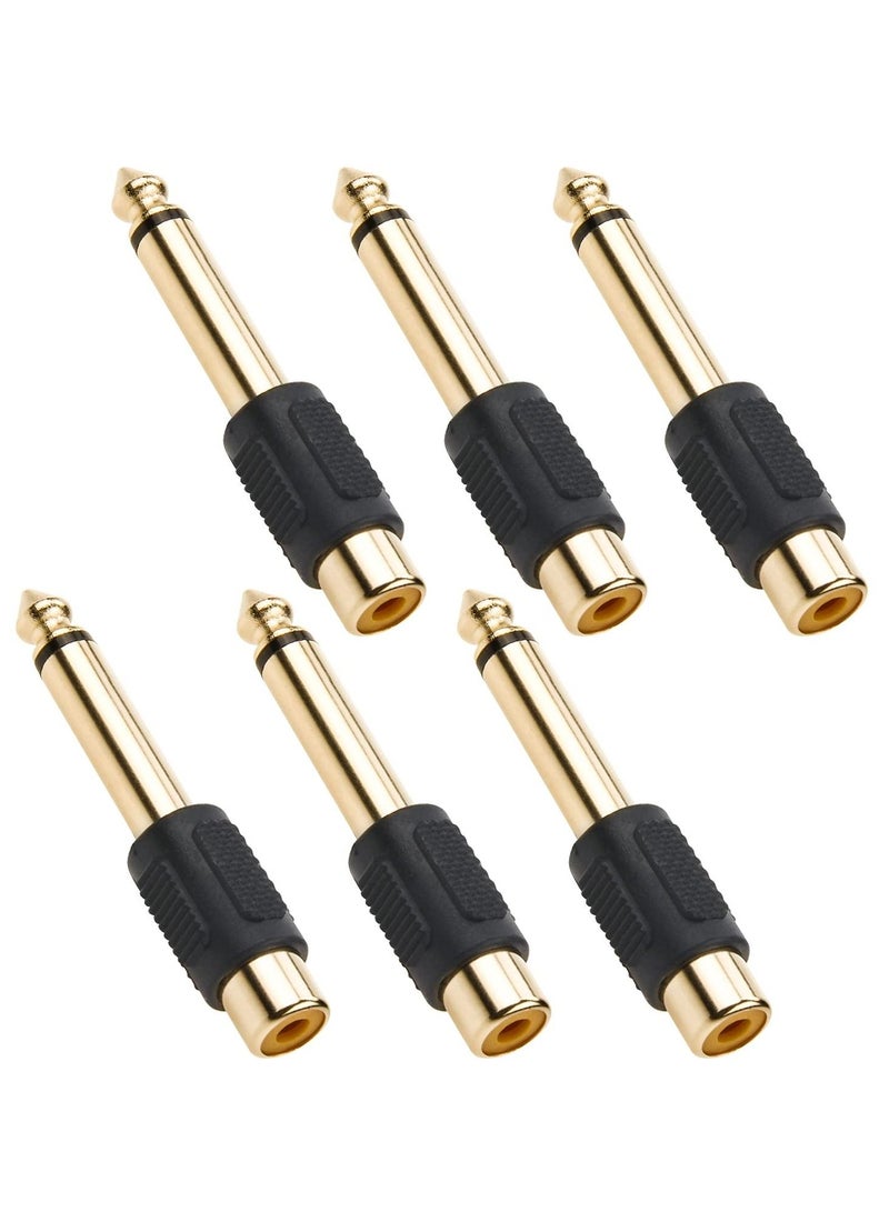 Y&D RCA to 1/4 Adapter, Female TS 6.35mm Mono Male Converter Audio Connector Plug Gold Plated RFAdapter for Mixer, Amp, Subwoofer (6 Pack)  - Image 1