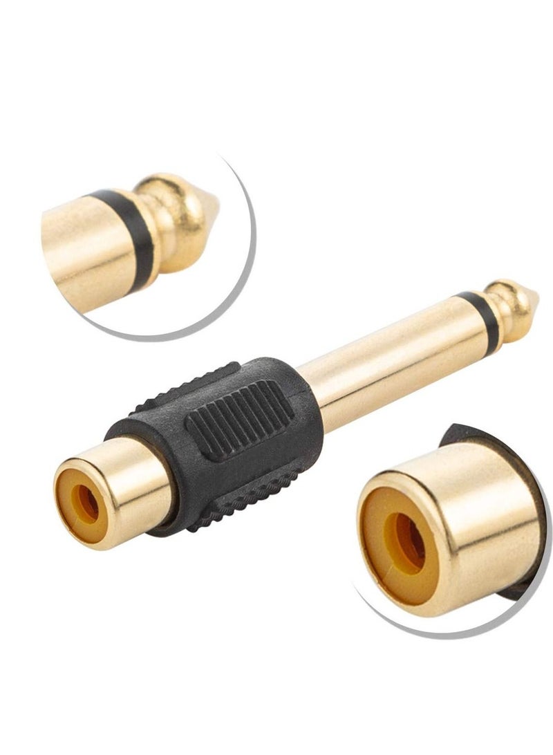 Y&D RCA to 1/4 Adapter, Female TS 6.35mm Mono Male Converter Audio Connector Plug Gold Plated RFAdapter for Mixer, Amp, Subwoofer (6 Pack)  - Image 3