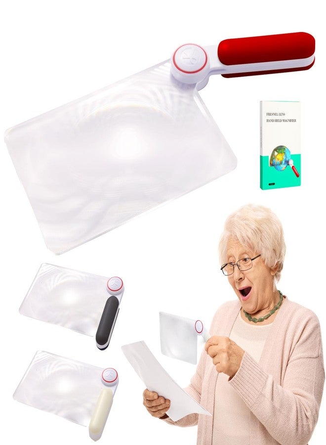 Six Seasons 5X Magnifying Sheet Full Page Magnifier for Reading, Portable Fresnel Lens Magnifier, Handheld Tool for Kids Seniors and Low Vision Persons (Red) - Image 1