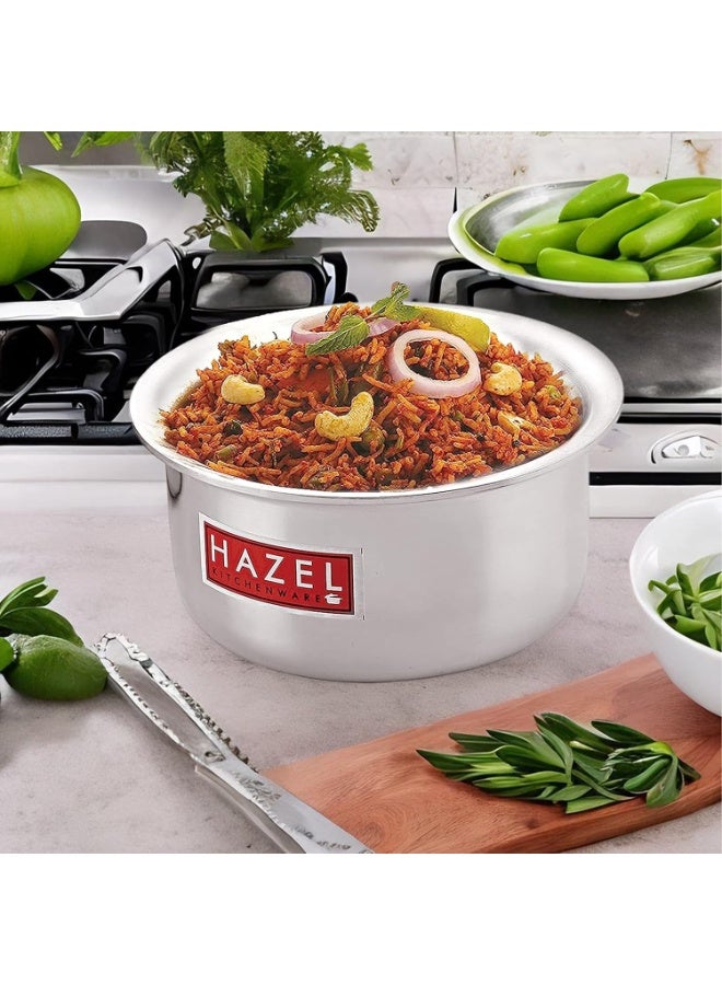 HAZEL Aluminium Flat Bottom Patila Tope Pot, 1400 ml, Silver - Image 4