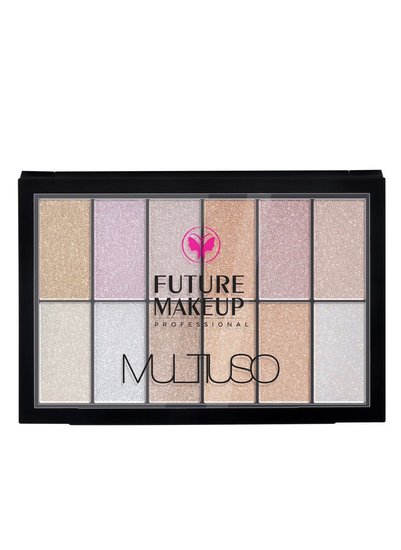 FUTURE MAKEUP Future Makeup MULTIUSO 12 Color Highlighter Cream Palette – FU802  - Image 2