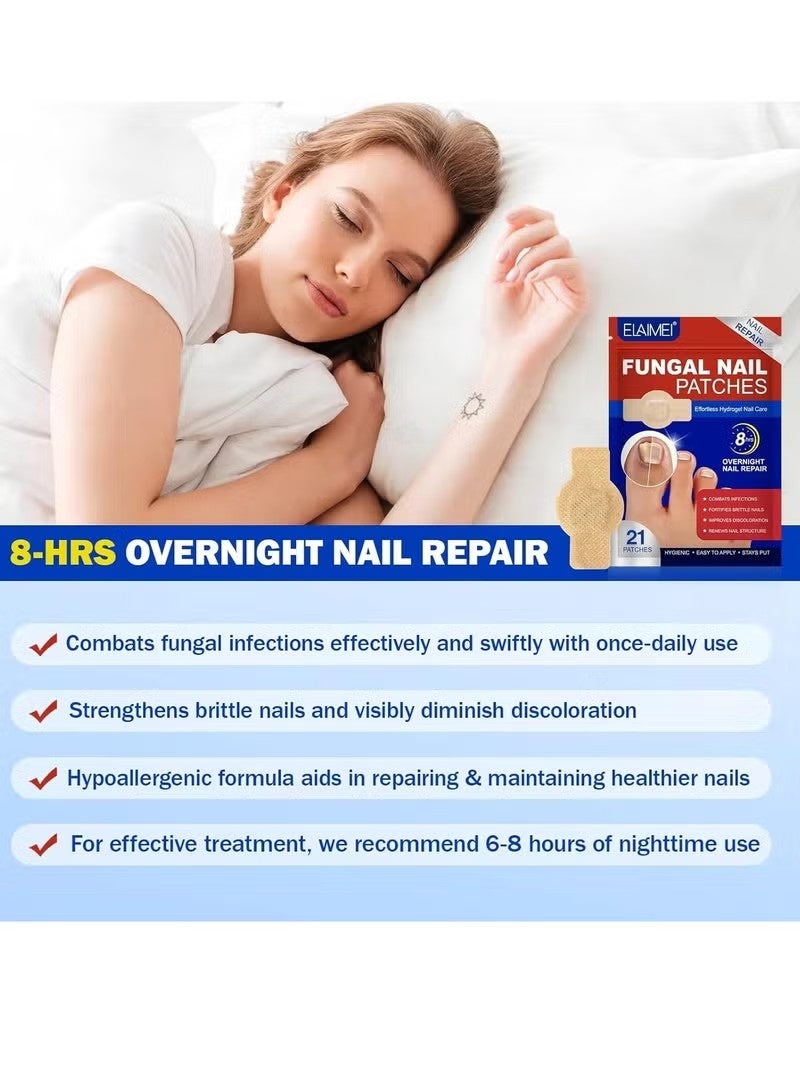 إليمي 21 قطعة فطرية تصحيح الأظافر علاج الأظافر يجدد هيكل الأظافر وتحسين تغير اللون بين عشية وضحاها تصحيح إصلاح الأظافر لضرر فطريات الأظافر 8 ساعات تجديد الليل فطرية تصحيحات الأظافر - Image 5