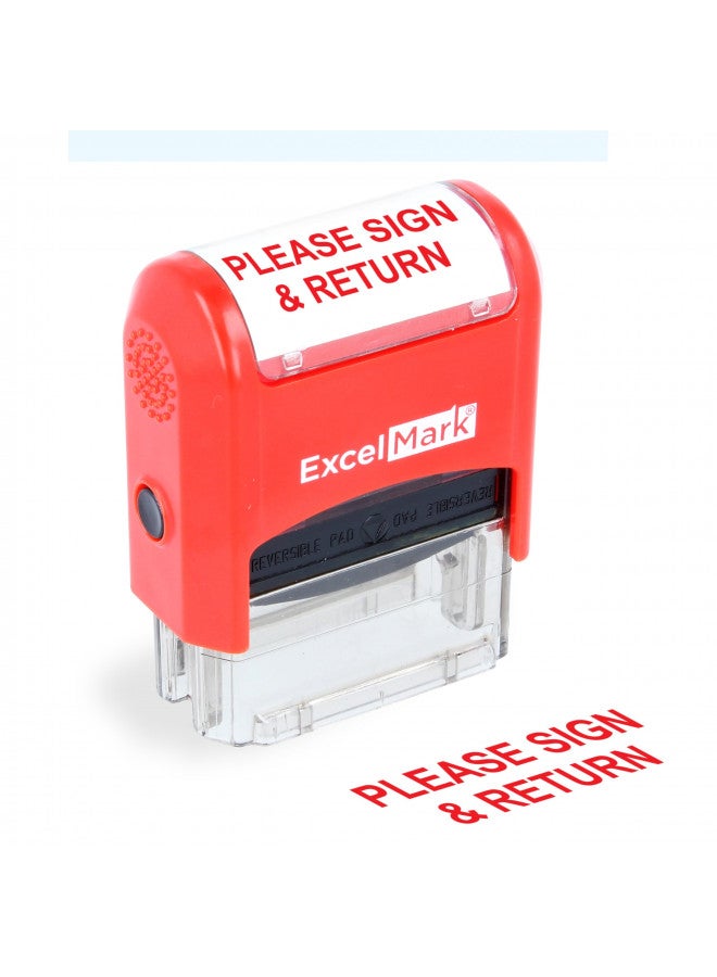 ExcelMark Self-Inking Rubber Teacher Grading Stamp - Please Sign & Return - Image 1