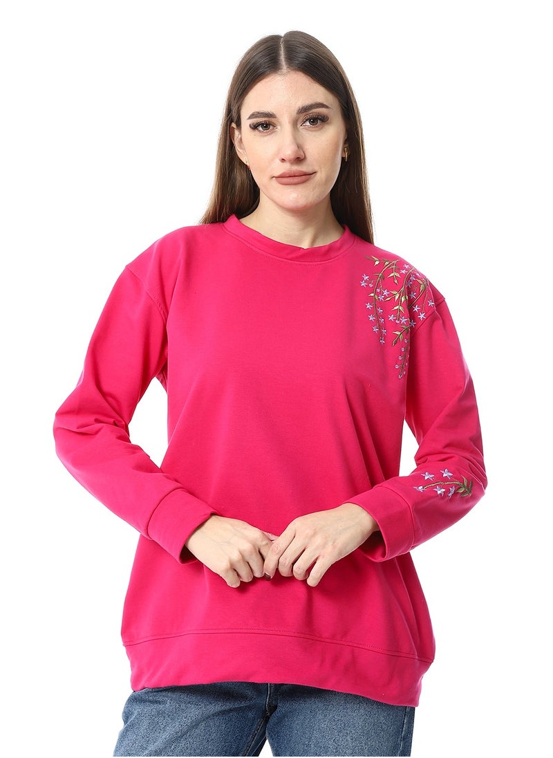 Caesar WomenEmbroidery Melton sweat Shirt With Long Sleeves  - Image 1