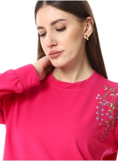 Caesar WomenEmbroidery Melton sweat Shirt With Long Sleeves  - Image 3
