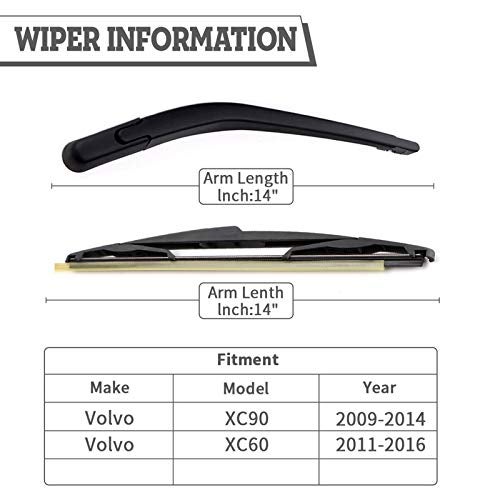 HODEE Rear Wiper Arm Blade Nut Set Replacement for Volvo XC90 Stdrd Platinum 2007-2014,XC90 R-Design 2012-2014,XC60 2012-2017, Rear Wiper Cover Accessories Assembly,Back Windshield Window Cap - Image 2