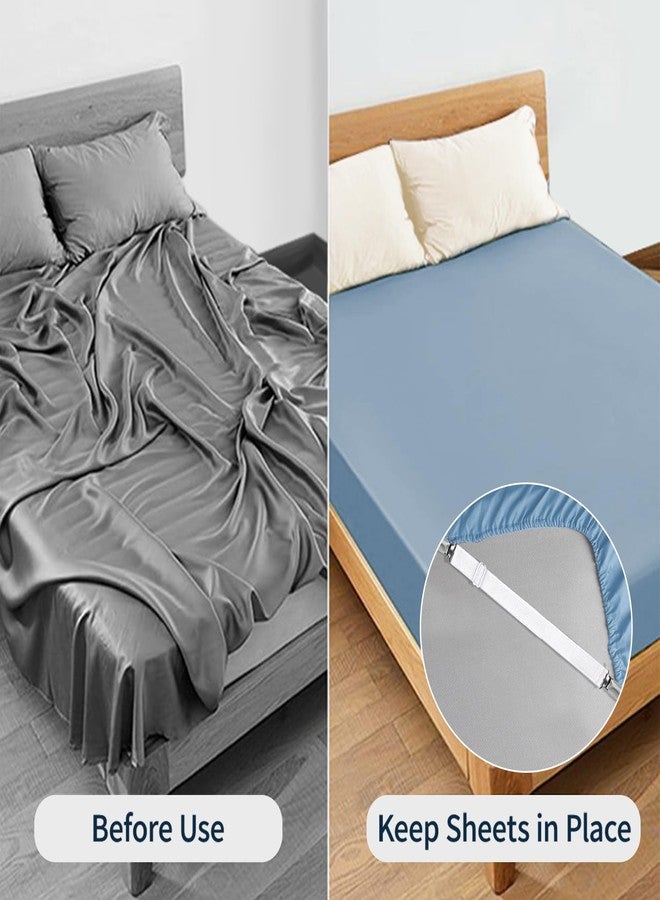 Sopito Bed Sheet Fasteners, 4pcs Adjustable Sheet Straps Heavy Duty Bed Sheet Grippers Suspenders for Mattresses Fitted Sheets Flat Sheets, White - Image 4