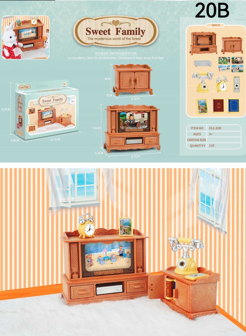 Mini Living room set, Miniature Dollhouse Mini Furniture   Dollhouse Furniture 1:12 Furniture for Dolls Dollhouse Decoration-Sweet Family 05B