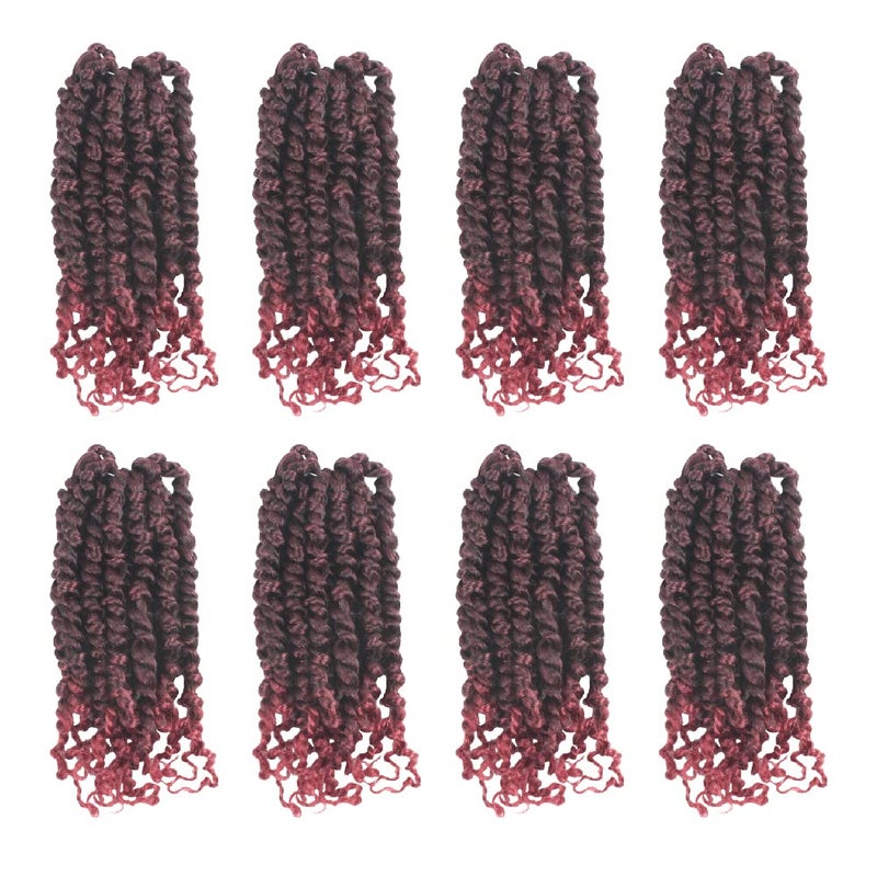 BOHOBABE Pretwisted Passion Twist Crochet Hair 6 Inch Short Prelooped Crochet Passion Twist Braiding Hair 8 Packs T118