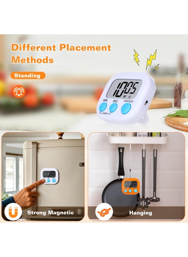 YelaJoy 6 Pack Digital Kitchen Timers for Cooking, Small Magnetic Countdown Classroom Timers for Teachers Kids, Big Digits Loud Alarm Backing Stand Timer for Kitchen, Shower, Study, Work, Exercise Training - Image 3