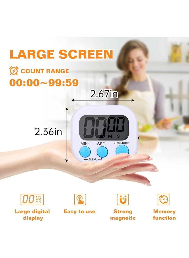 YelaJoy 6 Pack Digital Kitchen Timers for Cooking, Small Magnetic Countdown Classroom Timers for Teachers Kids, Big Digits Loud Alarm Backing Stand Timer for Kitchen, Shower, Study, Work, Exercise Training - Image 4