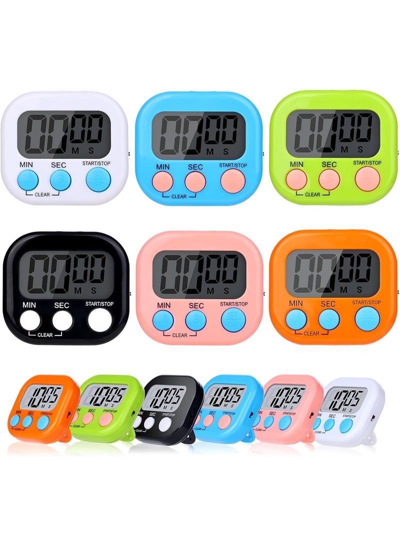 YelaJoy 6 Pack Digital Kitchen Timers for Cooking, Small Magnetic Countdown Classroom Timers for Teachers Kids, Big Digits Loud Alarm Backing Stand Timer for Kitchen, Shower, Study, Work, Exercise Training - Image 1