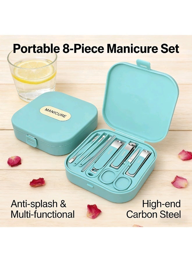 MANICURE مجموعة قص الأظافر المحمولة الجديدة المضادة للتناثر 8 قطع - Image 1