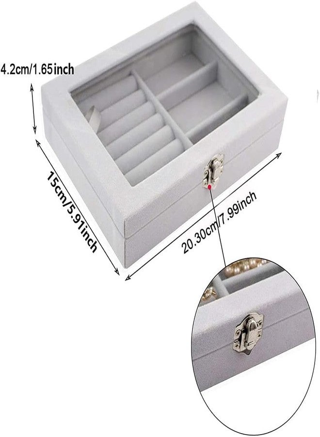 Pixelera Premium Women Jewelry Storage Box, Open Window Velvet Ring, Bracelets, Earrings Display, 9 Grids Lockable, Removal Tray, Ring Slot, Jewelry Tray Travel Case - Image 3