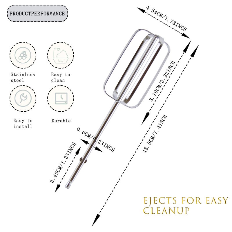 Abvsdu 2 Pcs Hand Mixer Attachments Beaters, Hand Mixer Beaters Attachments for Kitchen Stainless Steel Replacement Parts for Hamilton Beach 62682RZ 62692 62695V 64699 Mixer - Image 2