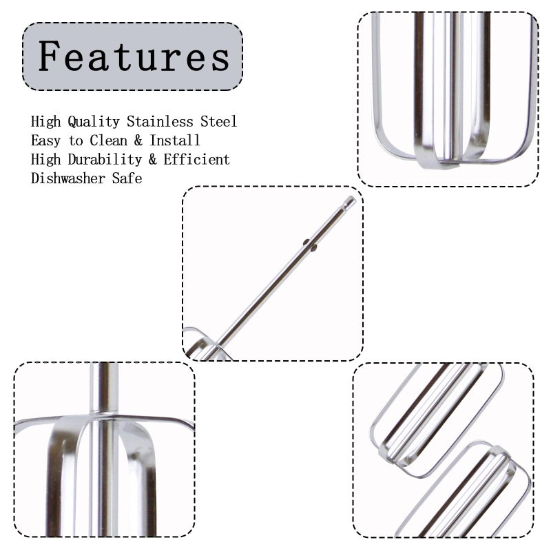 Abvsdu 2 Pcs Hand Mixer Attachments Beaters, Hand Mixer Beaters Attachments for Kitchen Stainless Steel Replacement Parts for Hamilton Beach 62682RZ 62692 62695V 64699 Mixer - Image 3