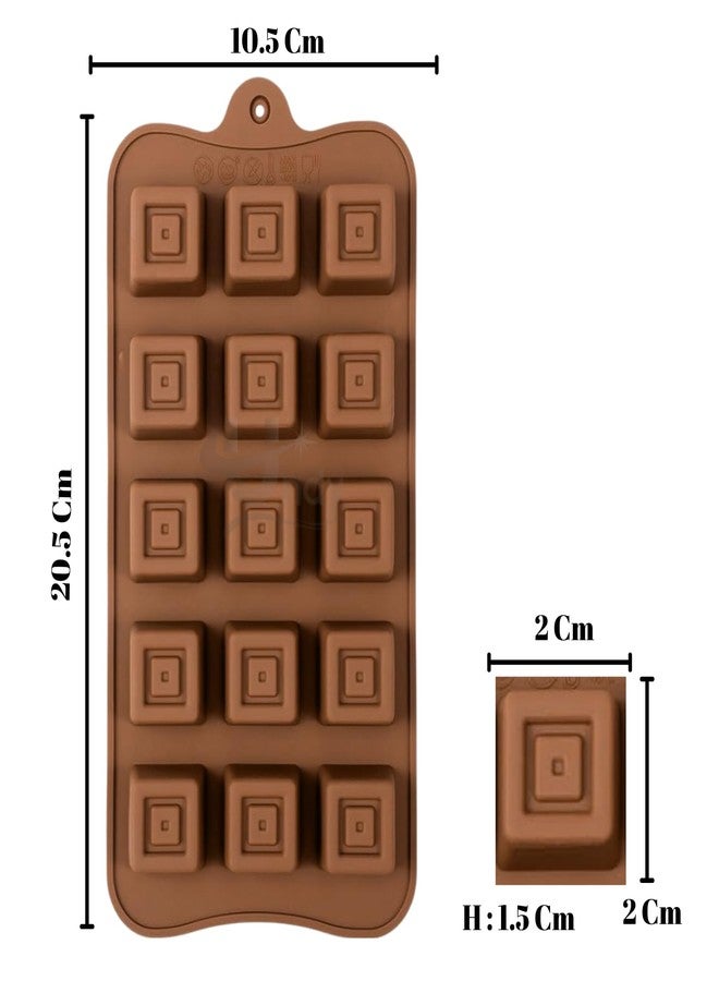 Undy 3 Pcs Chocolate Mould Set | Heart Square Rectangle Round Sphere Rose Pyramid Shape | Silicone Mold for Candy Jelly Wax Melts Mini Soaps Ice Cubes | Reusable Non-Stick | 60 Cavity | Brown - Image 4